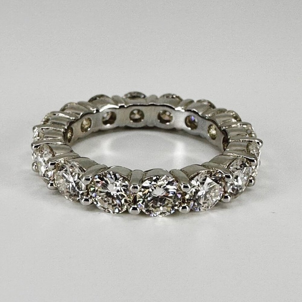 CERTIFIED Moissonite Eternity Band VVS1 4mm Simulated Diamond Ring Silver 925